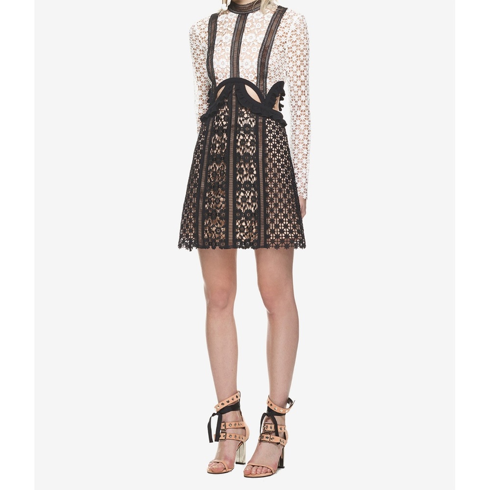 SELF-PORTRAIT Monochrome Payne Cutout Lace Mini - Picture 2 of 7